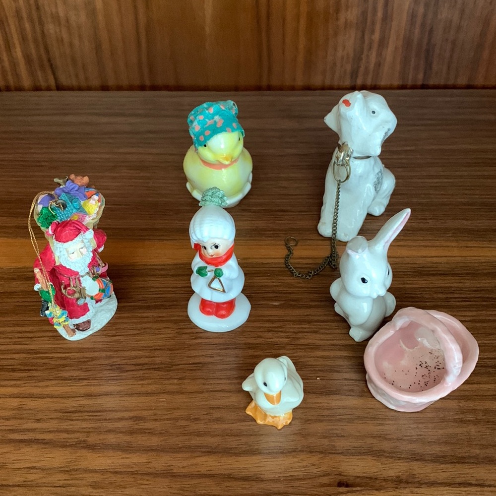 Bundle of Midcentury Ceramic Figurines: Spring, Easter, Christmas